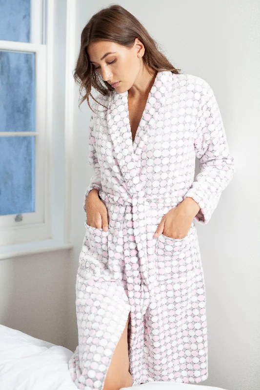 Cottonreal Fleece Polka Dot Robe