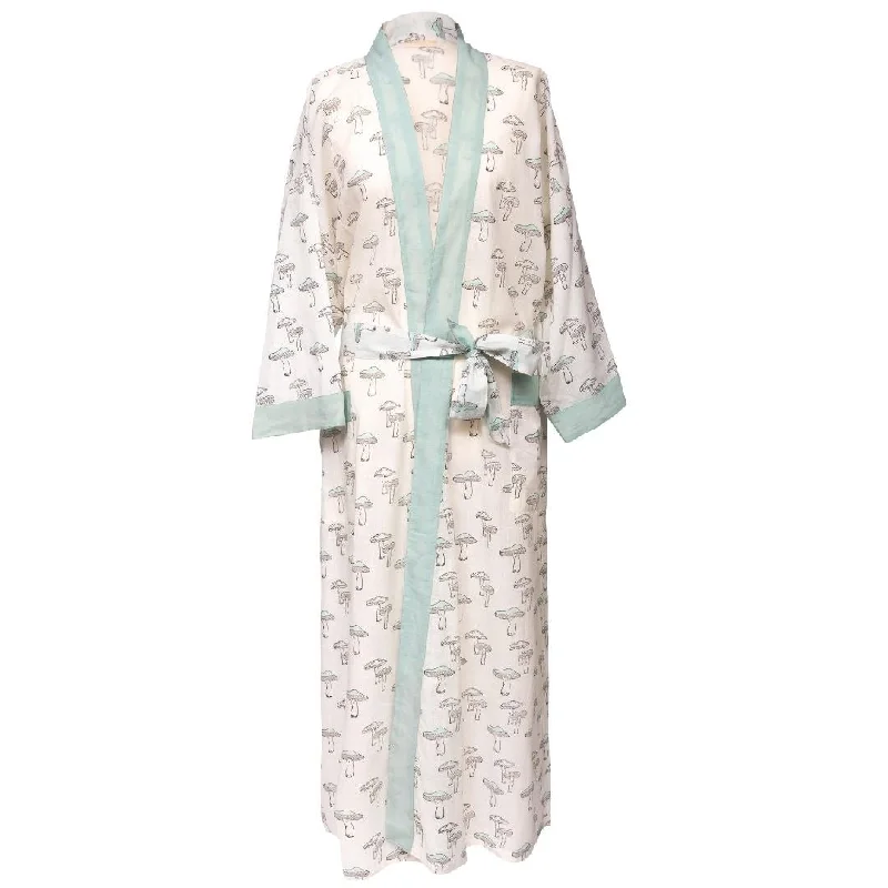 Turquoise Mushroom Kimono Robe